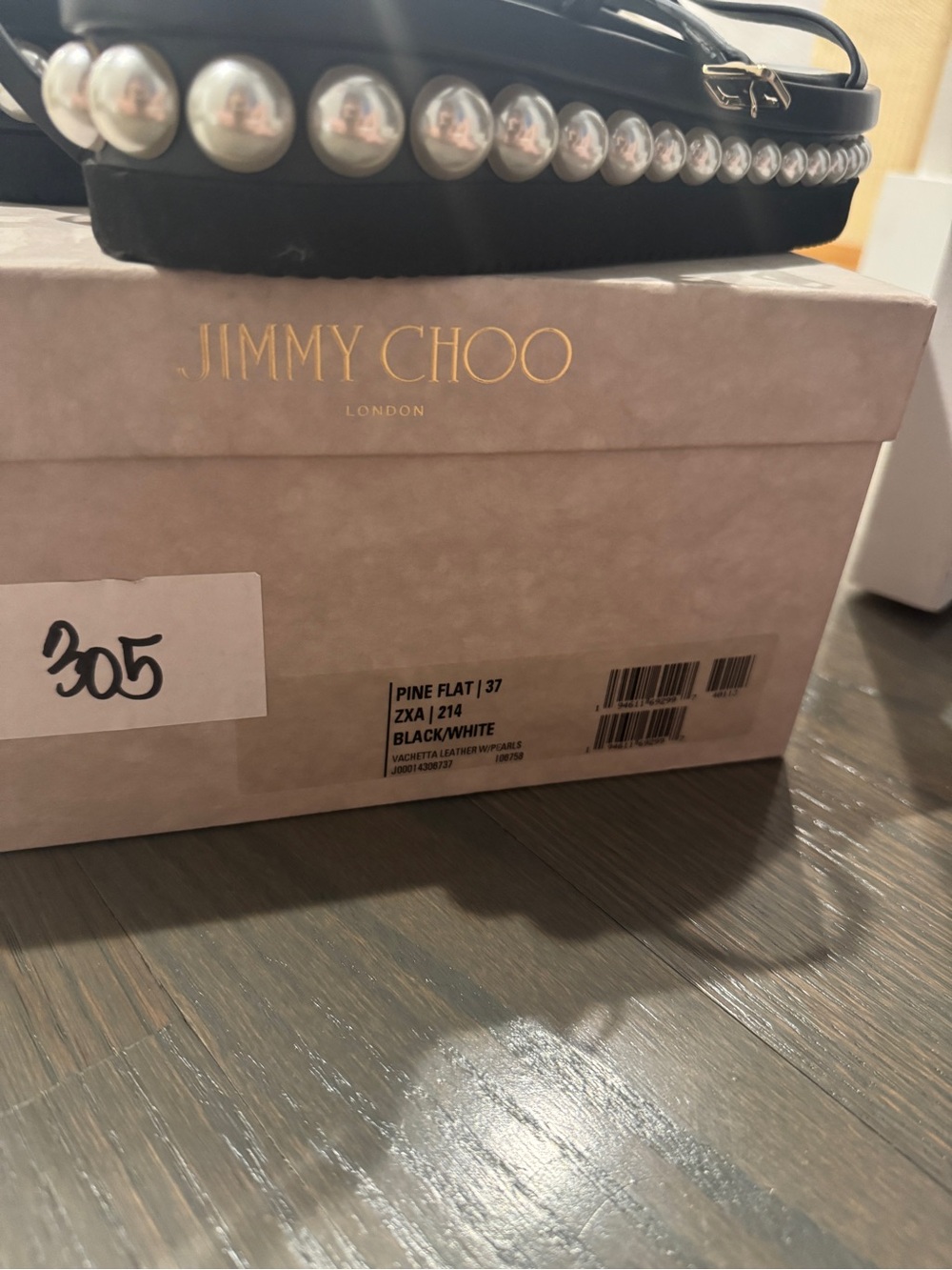 Jimmy Choo Black Sandals with Pearl Trim - Picture 2 of 3